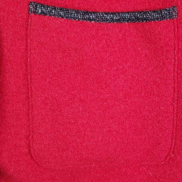LL Bean Cardigan Coatigan Boiled Heavy Wool Metal Buttons Red Women’s Medium M - Picture 4 of 10